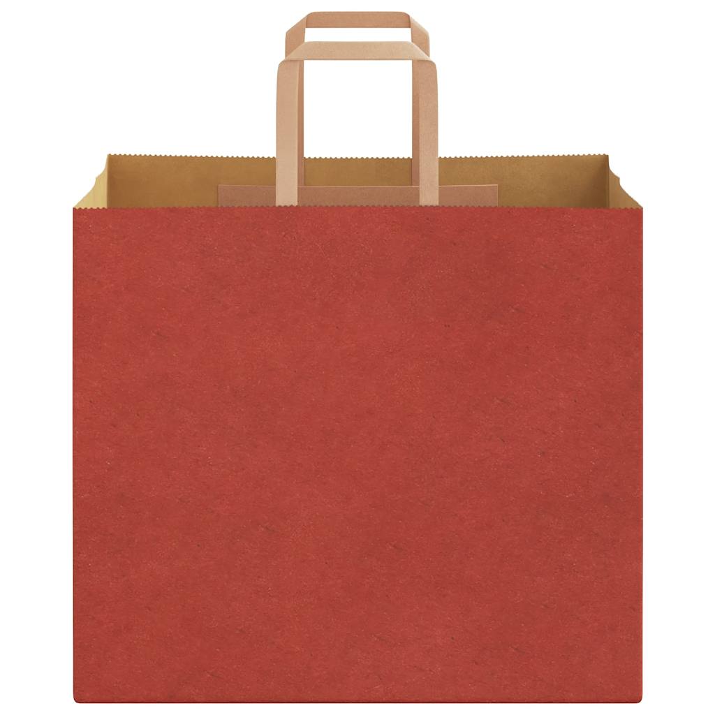 Sacchetti di Carta Kraft 50 pz con Manici Rossi 32x22x28 cm