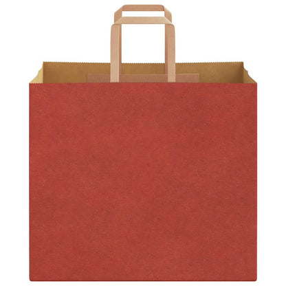 Sacchetti di Carta Kraft 50 pz con Manici Rossi 32x22x28 cm