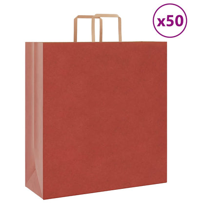 Sacchetti di Carta Kraft 50 pz con Manici Rossi 45x17x48 cm