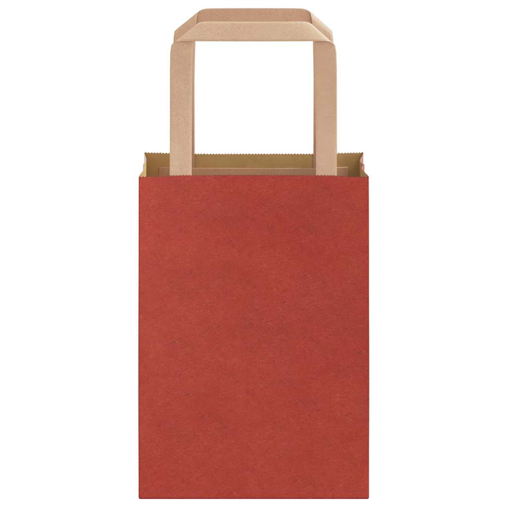 Sacchetti di Carta Kraft 250 pz con Manici Rossi 15x8x21 cm