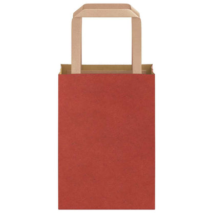 Sacchetti di Carta Kraft 250 pz con Manici Rossi 15x8x21 cm