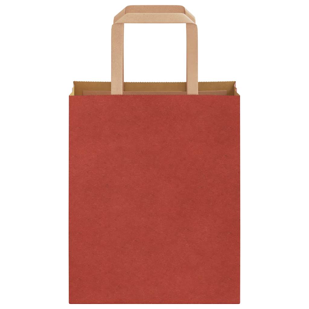 Sacchetti di Carta Kraft 250 pz con Manici Rossi 18x8x22 cm