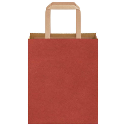 Sacchetti di Carta Kraft 250 pz con Manici Rossi 18x8x22 cm