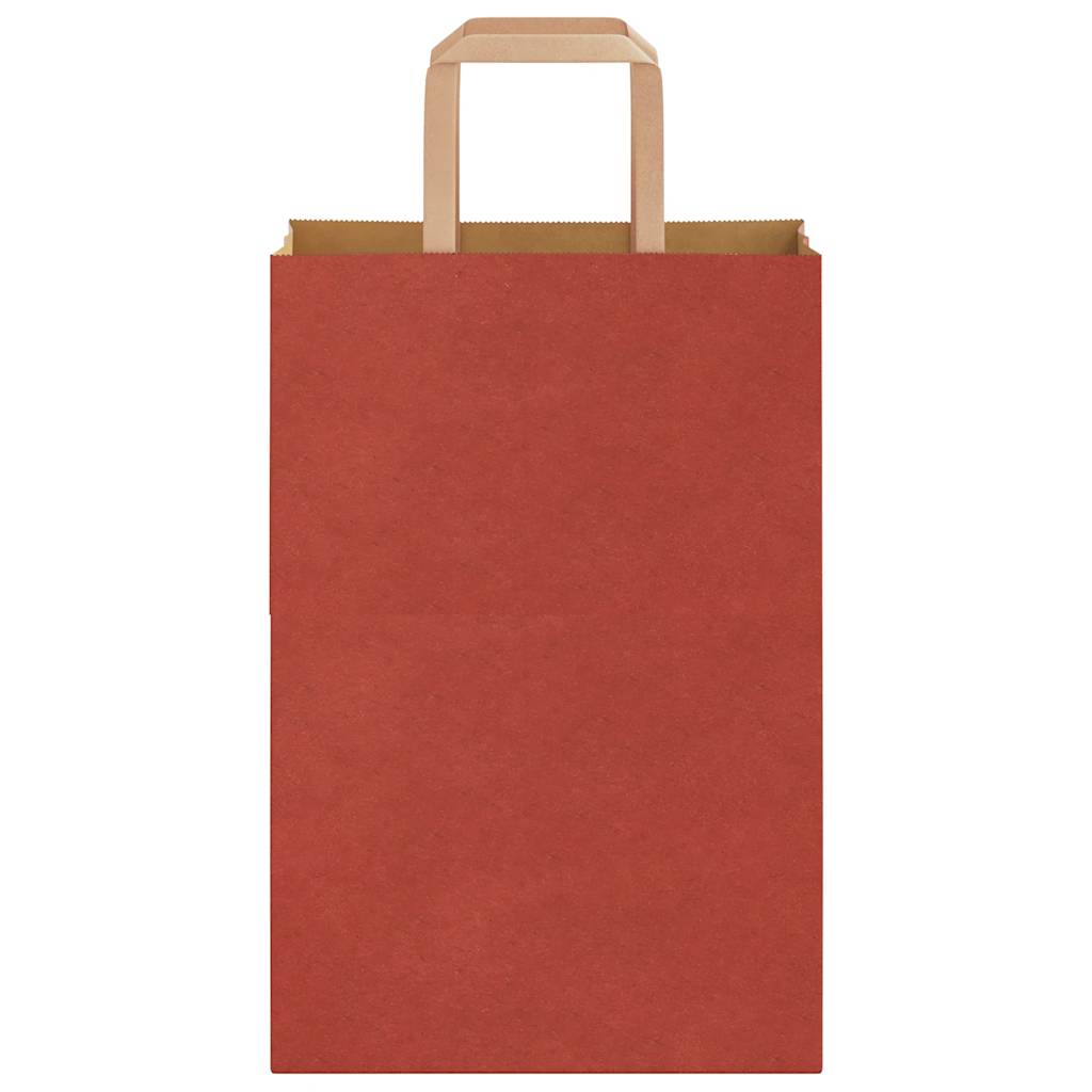 Sacchetti di Carta Kraft 250 pz con Manici Rossi 21x11x31 cm