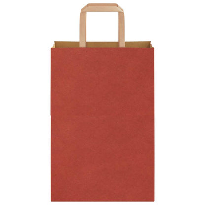 Sacchetti di Carta Kraft 250 pz con Manici Rossi 21x11x31 cm