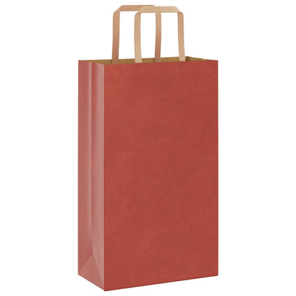 Sacchetti di Carta Kraft 250 pz con Manici Rossi 21x11x36 cm