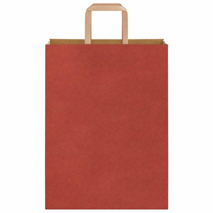 Sacchetti di Carta Kraft 250 pz con Manici Rossi 26x12x35 cm
