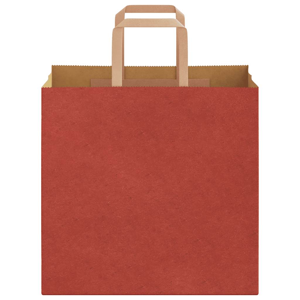 Sacchetti di Carta Kraft 250 pz con Manici Rossi 26x17x25 cm