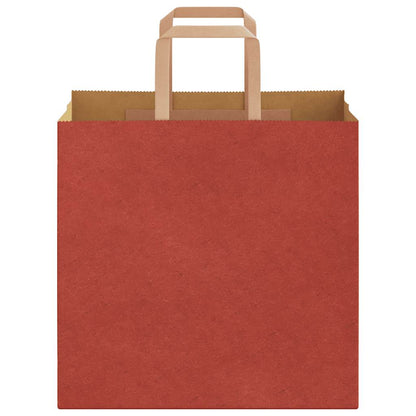 Sacchetti di Carta Kraft 250 pz con Manici Rossi 26x17x25 cm