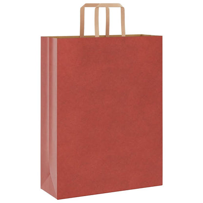 Sacchetti di Carta Kraft 250 pz con Manici Rossi 32x12x42 cm