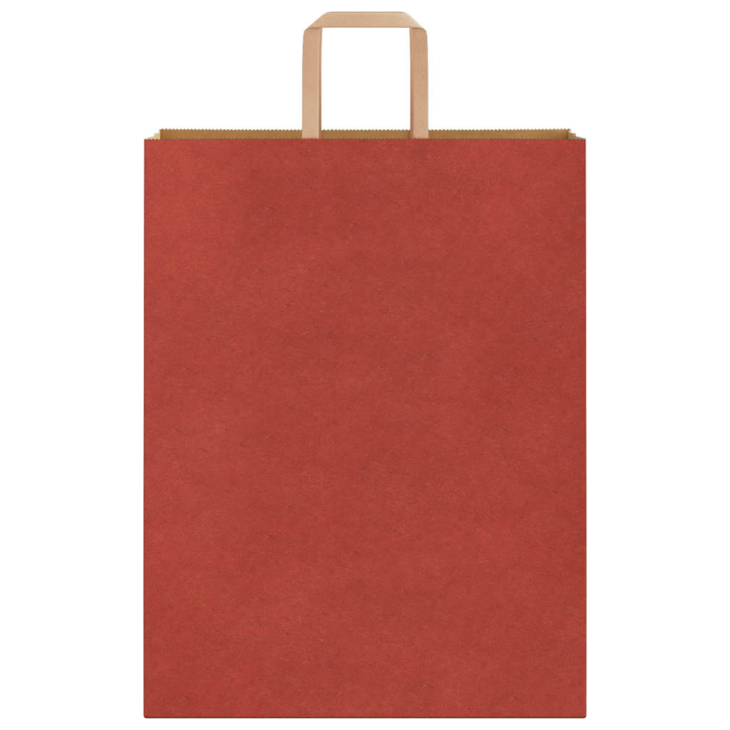 Sacchetti di Carta Kraft 250 pz con Manici Rossi 32x12x42 cm