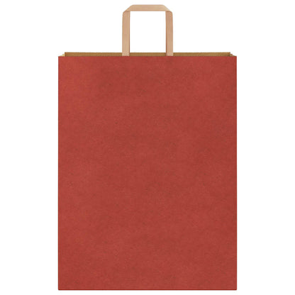 Sacchetti di Carta Kraft 250 pz con Manici Rossi 32x12x42 cm