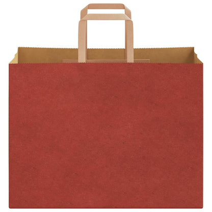 Sacchetti di Carta Kraft 250 pz con Manici Rossi 32x17x25 cm