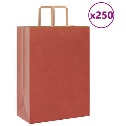Sacchetti di Carta Kraft 250 pz con Manici Rossi 32x17x44 cm