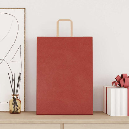 Sacchetti di Carta Kraft 250 pz con Manici Rossi 32x17x44 cm
