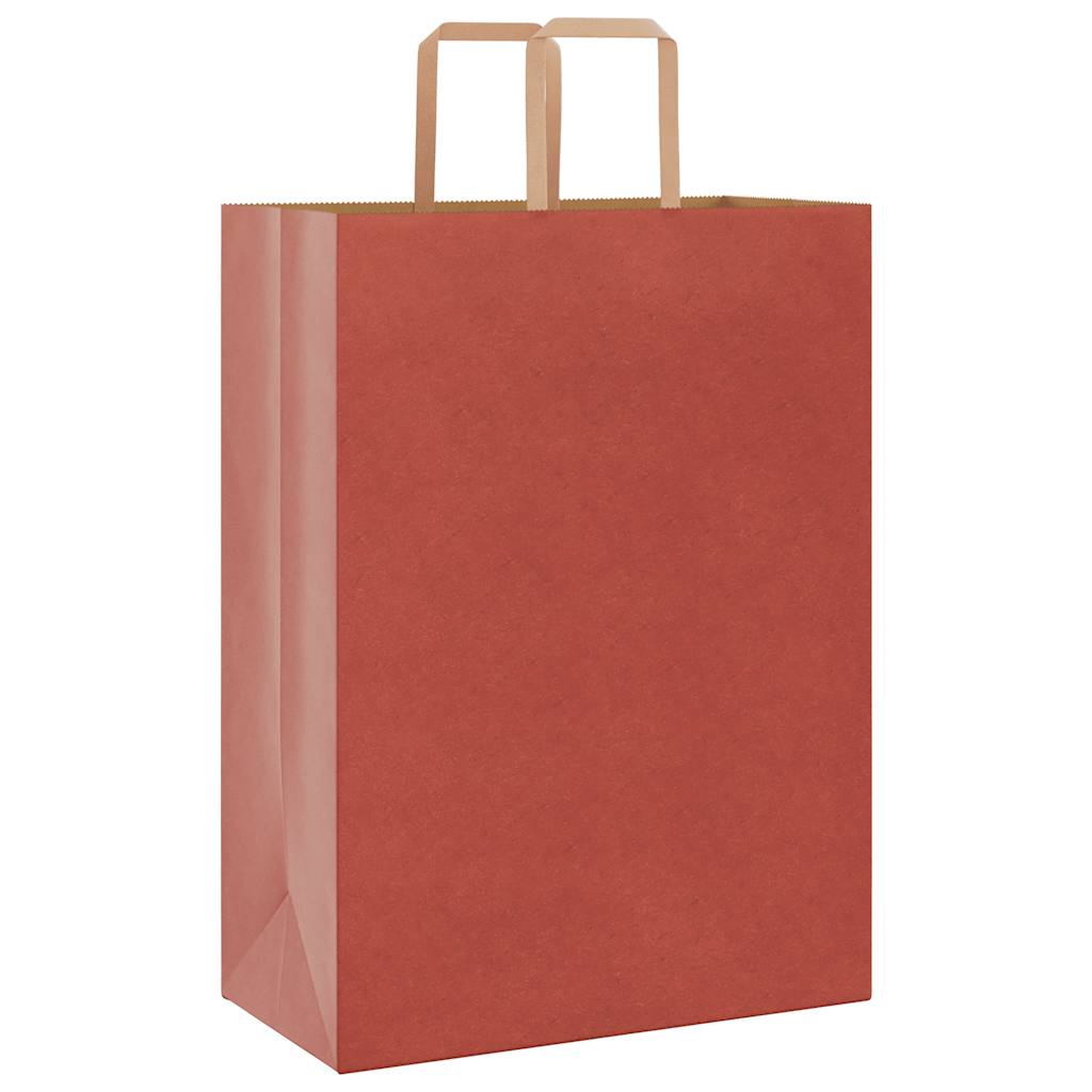 Sacchetti di Carta Kraft 250 pz con Manici Rossi 32x17x44 cm
