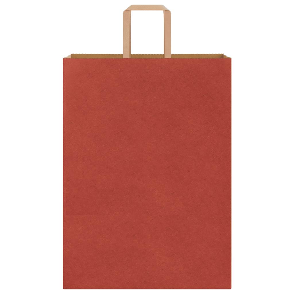Sacchetti di Carta Kraft 250 pz con Manici Rossi 32x17x44 cm