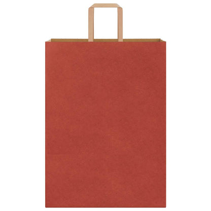 Sacchetti di Carta Kraft 250 pz con Manici Rossi 32x17x44 cm