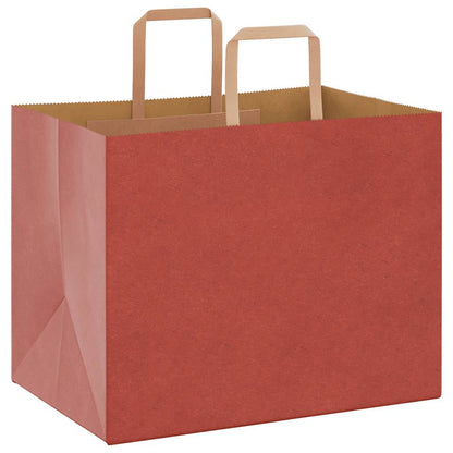 Sacchetti di Carta Kraft 250 pz con Manici Rossi 32x22x24 cm