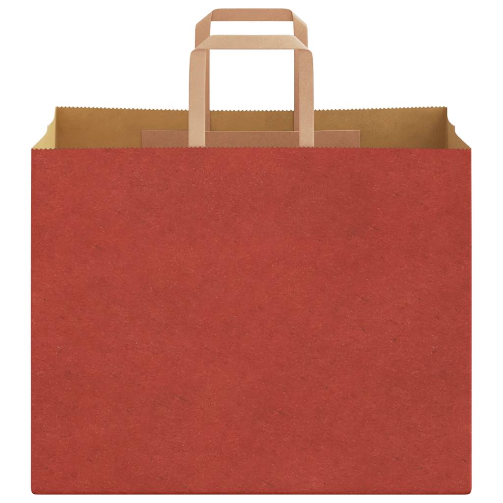 Sacchetti di Carta Kraft 250 pz con Manici Rossi 32x22x24 cm