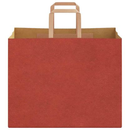 Sacchetti di Carta Kraft 250 pz con Manici Rossi 32x22x24 cm