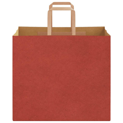 Sacchetti di Carta Kraft 250 pz con Manici Rossi 32x22x28 cm
