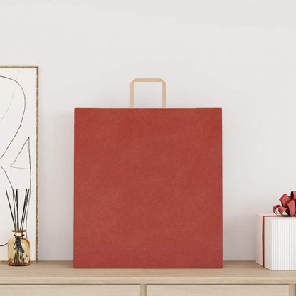 Sacchetti di Carta Kraft 250 pz con Manici Rossi 45x17x48 cm