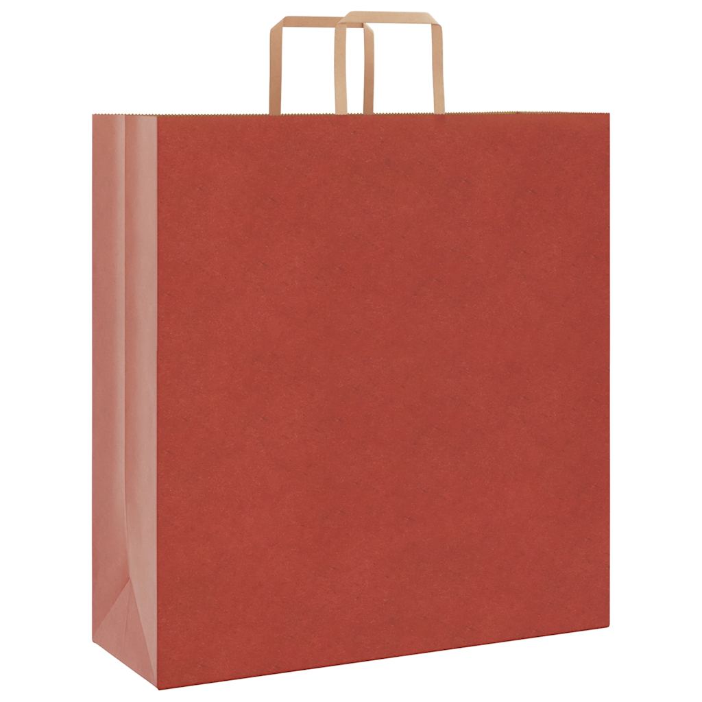 Sacchetti di Carta Kraft 250 pz con Manici Rossi 45x17x48 cm
