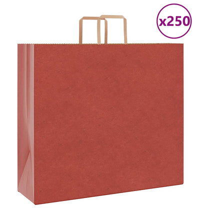 Sacchetti di Carta Kraft 250 pz con Manici Rossi 54x15x49 cm