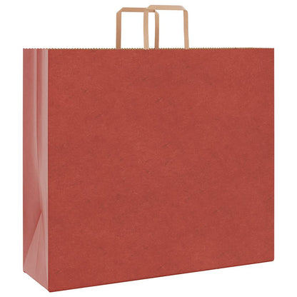 Sacchetti di Carta Kraft 250 pz con Manici Rossi 54x15x49 cm
