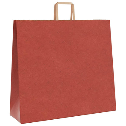 Sacchetti di Carta Kraft 250 pz con Manici Rossi 54x15x49 cm