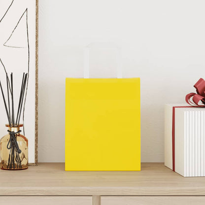 Sacchetti di Carta Kraft 50 pz con Manici Gialli 18x8x22 cm