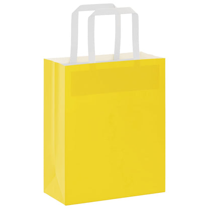 Sacchetti di Carta Kraft 50 pz con Manici Gialli 18x8x22 cm
