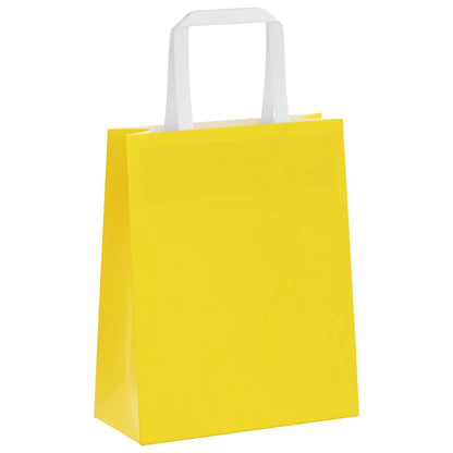 Sacchetti di Carta Kraft 50 pz con Manici Gialli 18x8x22 cm