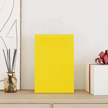 Sacchetti di Carta Kraft 50 pz con Manici Gialli 21x11x31 cm