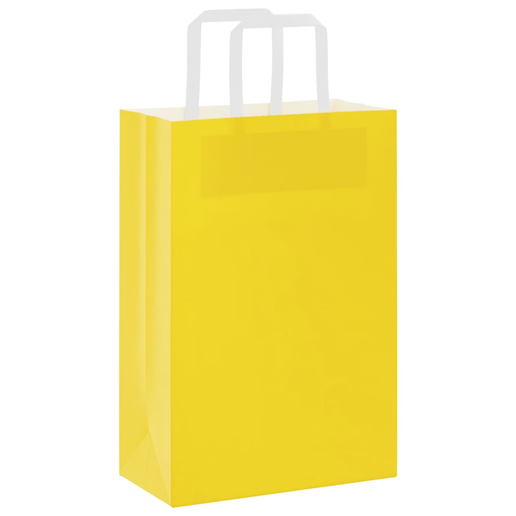 Sacchetti di Carta Kraft 50 pz con Manici Gialli 21x11x31 cm