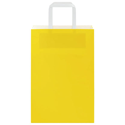 Sacchetti di Carta Kraft 50 pz con Manici Gialli 21x11x31 cm