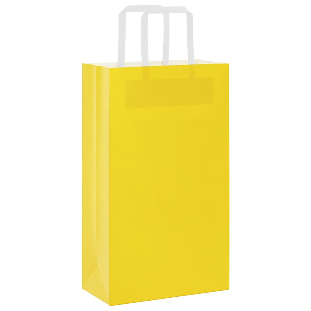 Sacchetti di Carta Kraft 50 pz con Manici Gialli 21x11x36 cm