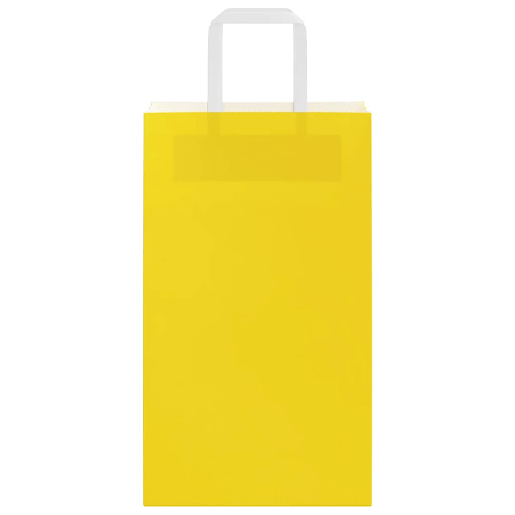 Sacchetti di Carta Kraft 50 pz con Manici Gialli 21x11x36 cm