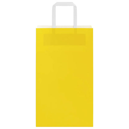Sacchetti di Carta Kraft 50 pz con Manici Gialli 21x11x36 cm