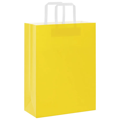 Sacchetti di Carta Kraft 50 pz con Manici Gialli 26x12x35 cm