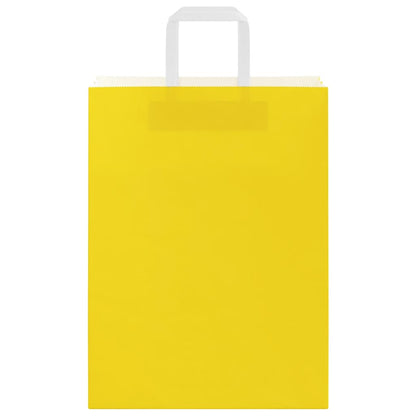 Sacchetti di Carta Kraft 50 pz con Manici Gialli 26x12x35 cm