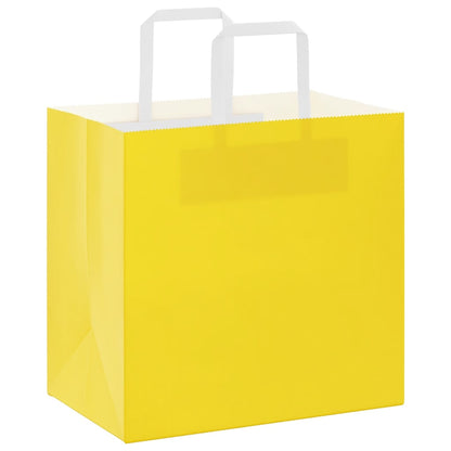 Sacchetti di Carta Kraft 50 pz con Manici Gialli 26x17x25 cm