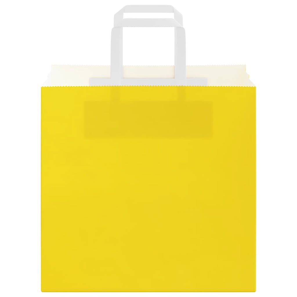 Sacchetti di Carta Kraft 50 pz con Manici Gialli 26x17x25 cm