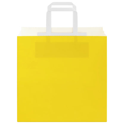 Sacchetti di Carta Kraft 50 pz con Manici Gialli 26x17x25 cm