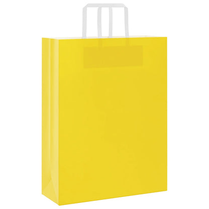 Sacchetti di Carta Kraft 50 pz con Manici Gialli 32x12x42 cm