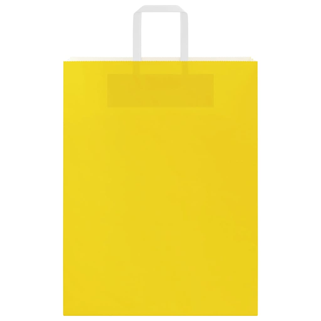 Sacchetti di Carta Kraft 50 pz con Manici Gialli 32x12x42 cm