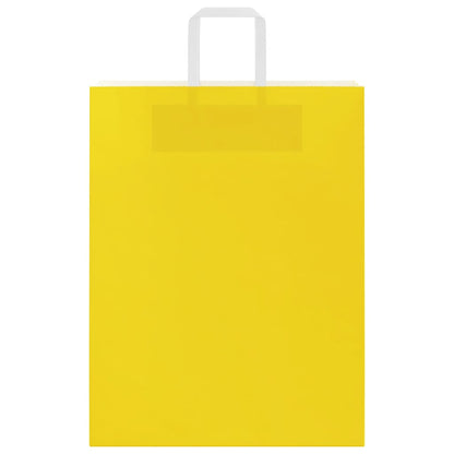 Sacchetti di Carta Kraft 50 pz con Manici Gialli 32x12x42 cm