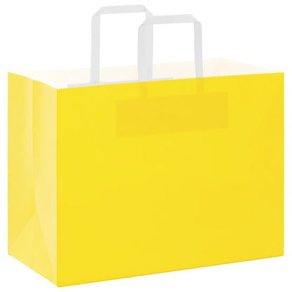 Sacchetti di Carta Kraft 50 pz con Manici Gialli 32x17x25 cm