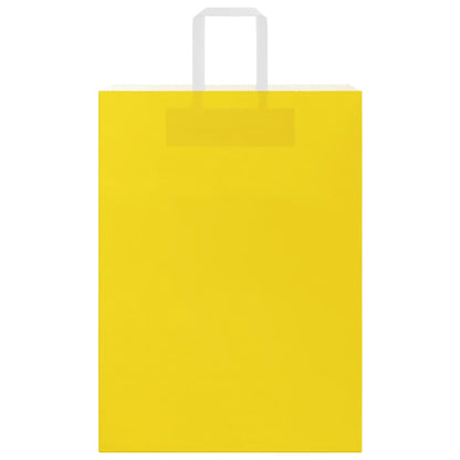Sacchetti di Carta Kraft 50 pz con Manici Gialli 32x17x44 cm